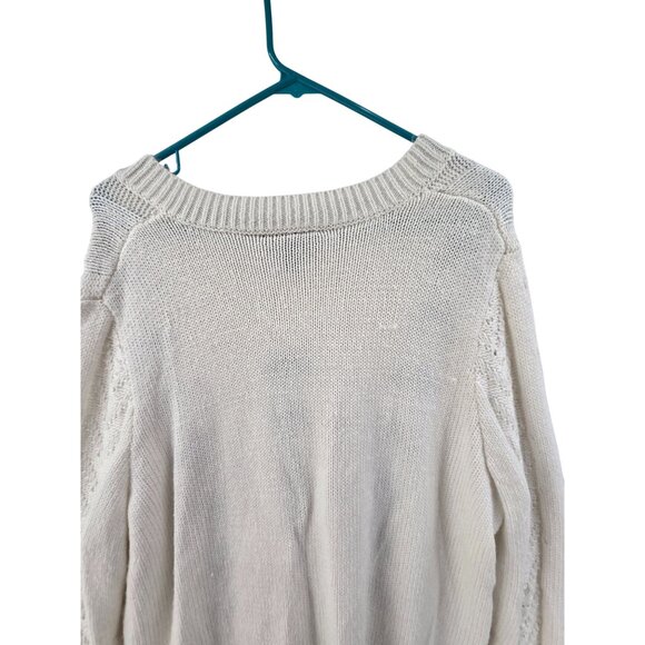 Lane Bryant Sweater Womens 20  White Black Tunic Open Knit Pullover Lightweight - Picture 7 of 10